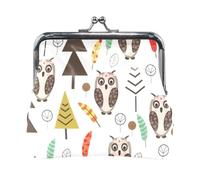Mnsruu Portable Coin Purses for Women Girls Owl in Forest Scandinavian Pouch Mini Purse Kiss-Lock Change Wallet Small Leather Purses for Women Girls Credit Card, Keys, Coin, Headset