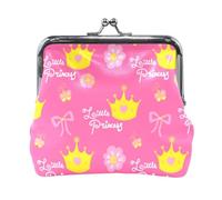 Mnsruu Portable Coin Purses for Women Girls Pink Floral Butterfly Crown Pouch Mini Purse Kiss-Lock Change Wallet Small Leather Purses for Women Girls Credit Card, Keys, Coin, Headset