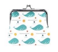 Mnsruu Portable Coin Purses for Women Girls Scandinavian Blue Whale Cute Pouch Mini Purse Kiss-Lock Change Wallet Small Leather Purses for Women Girls Credit Card, Keys, Coin, Headset