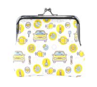 Mnsruu Portable Coin Purses for Women Girls Yellow Taxi Car Pouch Mini Purse Kiss-Lock Change Wallet Small Leather Purses for Women Girls Credit Card, Keys, Coin, Headset