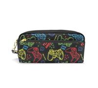 Mnsruu PU Leather Pencil Case Bright Joysticks Gaming Pen Pouch Makeup Cosmetic Bag