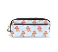 Mnsruu PU Leather Pencil Case Capybara Skate Snowflake Pen Pouch Makeup Cosmetic Bag