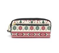 Mnsruu PU Leather Pencil Case Christmas Tree Elk Ethnic Pattern Pen Pouch Makeup Cosmetic Bag