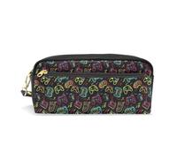 Mnsruu PU Leather Pencil Case Colorful Neon Video Gamer Pen Pouch Makeup Cosmetic Bag