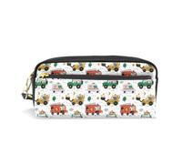 Mnsruu PU Leather Pencil Case Cute Emergency Vehicles Pen Pouch Makeup Cosmetic Bag