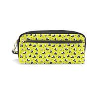 Mnsruu PU Leather Pencil Case Cute Panda Yellow Print Pen Pouch Makeup Cosmetic Bag