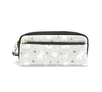Mnsruu PU Leather Pencil Case Cute Polar Bears Snowflake Pen Pouch Makeup Cosmetic Bag