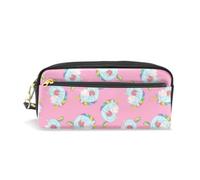 Mnsruu PU Leather Pencil Case Cute Rainbow Unicorn Donut Pen Pouch Makeup Cosmetic Bag