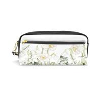 Mnsruu PU Leather Pencil Case Daffodils Snowdrops Lilies of The Valley Pen Pouch Makeup Cosmetic Bag