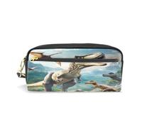 Mnsruu PU Leather Pencil Case Dinosaurs World Pen Pouch Makeup Cosmetic Bag