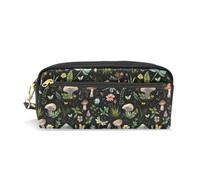 Mnsruu PU Leather Pencil Case Dragonfly Mushroom Wildflower Pen Pouch Makeup Cosmetic Bag