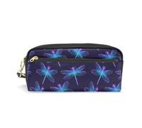 Mnsruu PU Leather Pencil Case Dragonfly Pen Pouch Makeup Cosmetic Bag
