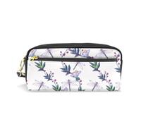 Mnsruu PU Leather Pencil Case Embroidery Decorative Dragonfly Insect Patch Pen Pouch Makeup Cosmetic Bag