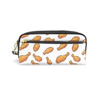 Mnsruu PU Leather Pencil Case Fried Chicken Legs White Pen Pouch Makeup Cosmetic Bag