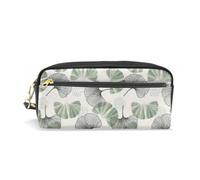 Mnsruu PU Leather Pencil Case Gingko Leaf Pen Pouch Makeup Cosmetic Bag