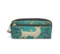 Mnsruu PU Leather Pencil Case Golden Elk Pen Pouch Makeup Cosmetic Bag