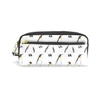 Mnsruu PU Leather Pencil Case Hand Drawn Emperor Penguins Pen Pouch Makeup Cosmetic Bag