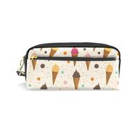 Mnsruu PU Leather Pencil Case Ice Cream Colorful Dots Pen Pouch Makeup Cosmetic Bag
