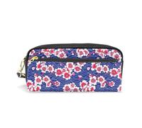 Mnsruu PU Leather Pencil Case Pink Japanese Cherry Flower Pen Pouch Makeup Cosmetic Bag