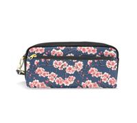 Mnsruu PU Leather Pencil Case Pink Japanese Flower Pattern Pen Pouch Makeup Cosmetic Bag