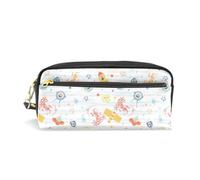 Mnsruu PU Leather Pencil Case Space Rockets Planets Stars Moon Pen Pouch Makeup Cosmetic Bag