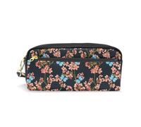 Mnsruu PU Leather Pencil Case Tropical Japanese Flowers Butterflies Pen Pouch Makeup Cosmetic Bag