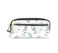 Mnsruu PU Leather Pencil Case Watercolor Eucalyptus Mint Color Pen Pouch Makeup Cosmetic Bag