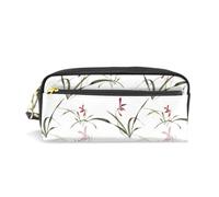 Mnsruu PU Leather Pencil Case Wild Orchids Pen Pouch Makeup Cosmetic Bag