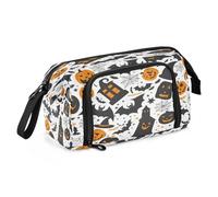 Mnsruu Pumpkins and Houses Pencil Case Large Capacity Pencil Pouch Stationery Bag for Office School