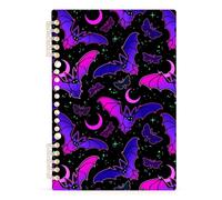 Mnsruu Purple Bat Gothic Spiral Notebook Journals 1 Pack, Hardcover Lined Journal for Women, A5 College Ruled Notebooks for Journaling Writing Work Office School 5.7x8.3 Inch
