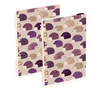 Mnsruu Purple Brown Hedgehog Spiral Notebook Journals 2 Pack, Hardcover Lined Journal for Women, A5 College Ruled Notebooks for Journaling Writing Work Office School 5.7x8.3 Inch