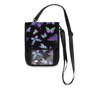 Mnsruu Purple Butterfly Animal Travel Wallet Passport Holder Credit Card Gadget Holder Pouch Bag Unisex Crossbody Wallet Travel Neck Wallet with Adjustable Strap
