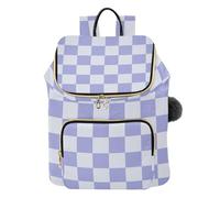 Mnsruu Purple Checkerboard Backpack for Women Travel Anti Theft Rucksack Large Casual Daypacks Quilted Laptop Purse Ladies Fashion Handbag