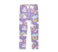 Mnsruu Purple Clouds and Unicorns Girls Leggings Soft Athletic Pants Comfortable Tights Stretch Bottom Trousers Dancing Pants