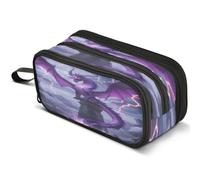 Mnsruu Purple Dragon Lightning Pencil Case Large Capacity Pen Pouch Pencil Bag with 3 Compartments Pen Holder Organizer Stationery Bag