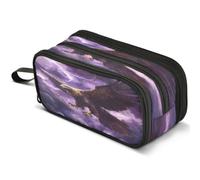 Mnsruu Purple Lightning Eagle Pencil Case Large Capacity Pen Pouch Pencil Bag with 3 Compartments Pen Holder Organizer Stationery Bag