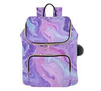 Mnsruu Purple Marble Teal Fluid Backpack for Women Travel Anti Theft Rucksack Large Casual Daypacks Quilted Laptop Purse Ladies Fashion Handbag