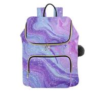 Mnsruu Purple Marble Teal Fluid Print Backpack for Women Travel Anti Theft Rucksack Large Casual Daypacks Quilted Laptop Purse Ladies Fashion Handbag