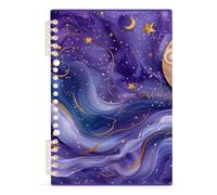 Mnsruu Purples Golden Stars Moon Spiral Notebook Journals 1 Pack, Hardcover Lined Journal for Women, A5 College Ruled Notebooks for Journaling Writing Work Office School 5.7x8.3 Inch
