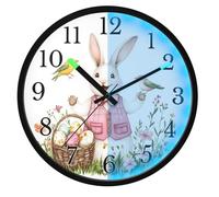 Mnsruu Rabbit Bird Bunny Wall Clock Luminous Bedroom Clocks Battery Operated Silent Glow in the Dark Clock for Living Room Kitchen 12 Inch