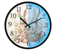 Mnsruu Rabbit Bunny Beige Wall Clock Luminous Bedroom Clocks Battery Operated Silent Glow in the Dark Clock for Living Room Kitchen 12 Inch