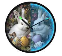 Mnsruu Rabbit Egg Bunny Wall Clock Luminous Bedroom Clocks Battery Operated Silent Glow in the Dark Clock for Living Room Kitchen 12 Inch