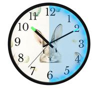 Mnsruu Rabbit Egg Bunny Wall Clock Luminous Bedroom Clocks Battery Operated Silent Glow in the Dark Clock for Living Room Kitchen 12 Inch