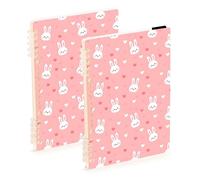 Mnsruu Rabbit Heart Spiral Notebook Journals 2 Pack, Hardcover Lined Journal for Women, A5 College Ruled Notebooks for Journaling Writing Work Office School 5.7x8.3 Inch