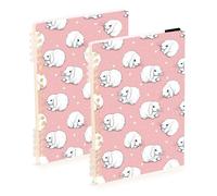 Mnsruu Rabbit Heart Spiral Notebook Journals 2 Pack, Hardcover Lined Journal for Women, A5 College Ruled Notebooks for Journaling Writing Work Office School 5.7x8.3 Inch