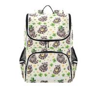 Mnsruu Raccoon Clover Leaf Kids Backpack Rucksack Bag for School Girls & Boys, Cute School Bag for Kids, Kids Bookbag for Elementary with Reflective Strip