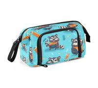 Mnsruu Raccoon Eat Ice-Cream Pencil Case Large Capacity Pencil Pouch Stationery Bag for Office School