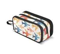 Mnsruu Rainbow Airplane Childish Doodle Pencil Case Large Capacity Pen Bag Girls Boys Pencil Pouch Stationery Organizer Holder Zipper Pen Case for School Office