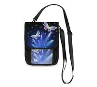 Mnsruu Rainbow Butterfly Blue Travel Wallet Passport Holder Credit Card Gadget Holder Pouch Bag Unisex Crossbody Wallet Travel Neck Wallet with Adjustable Strap