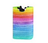 Mnsruu Rainbow Color Stripe Laundry Basket Hamper Large Storage Bin with Handles for Gift Baskets, Bedroom, Clothes